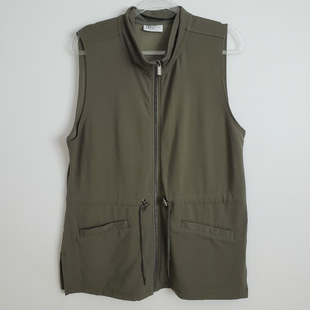 Green Zip Up Vest Size Large